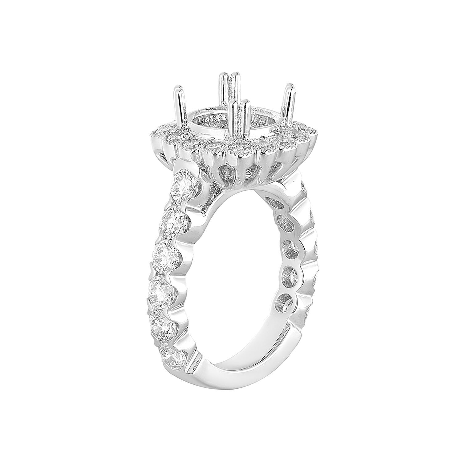 14k White Gold Fancy Halo Natural Diamond Engagement Ring MZ11924