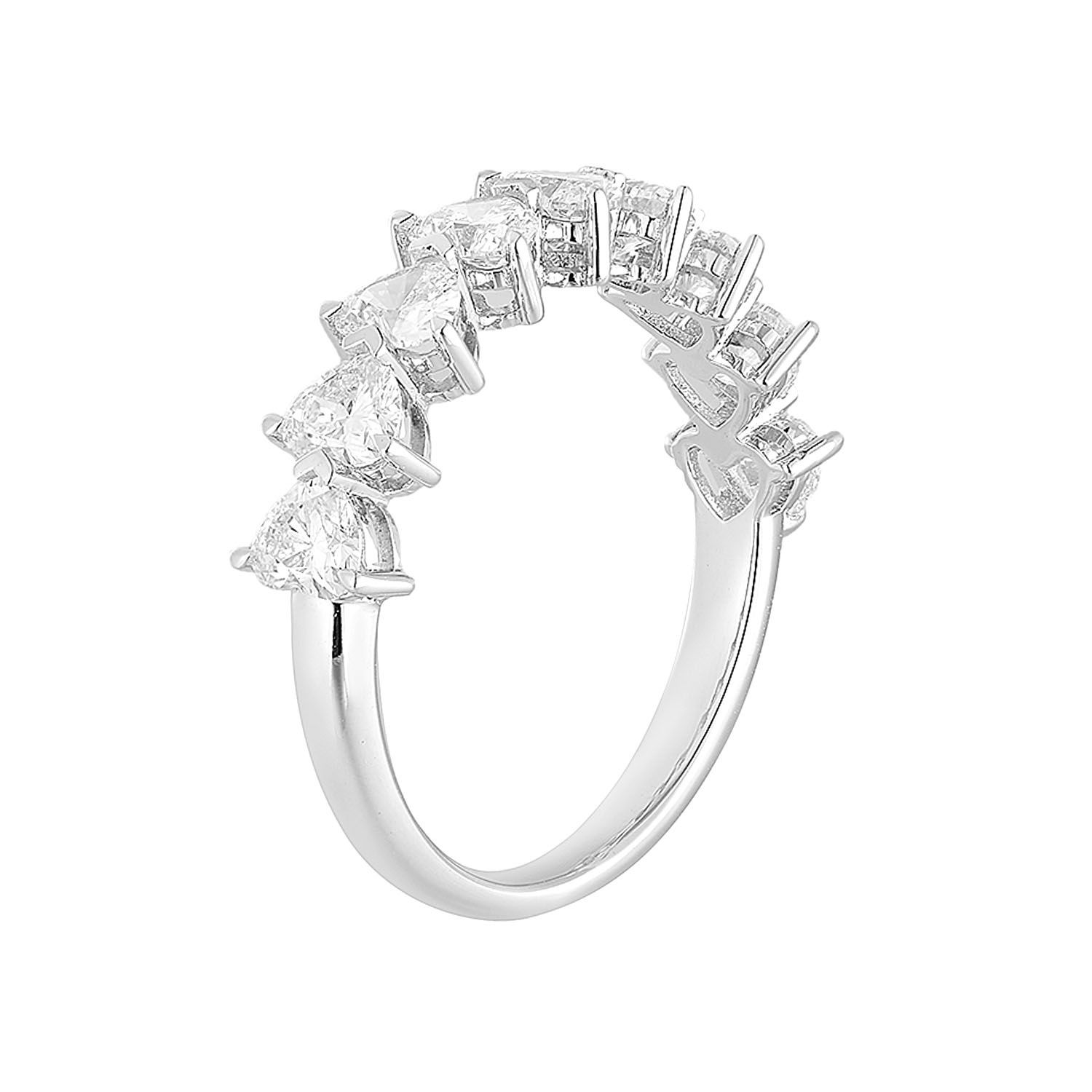 14K White Gold Heart Lab Grown Diamond Wedding Band MZ11925