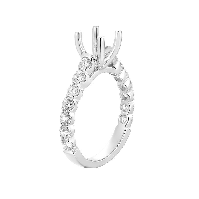 14K White Gold Four Center Prongs Round Natural Diamond  Engagement Ring MZ1686-HYD1101-1.0CT