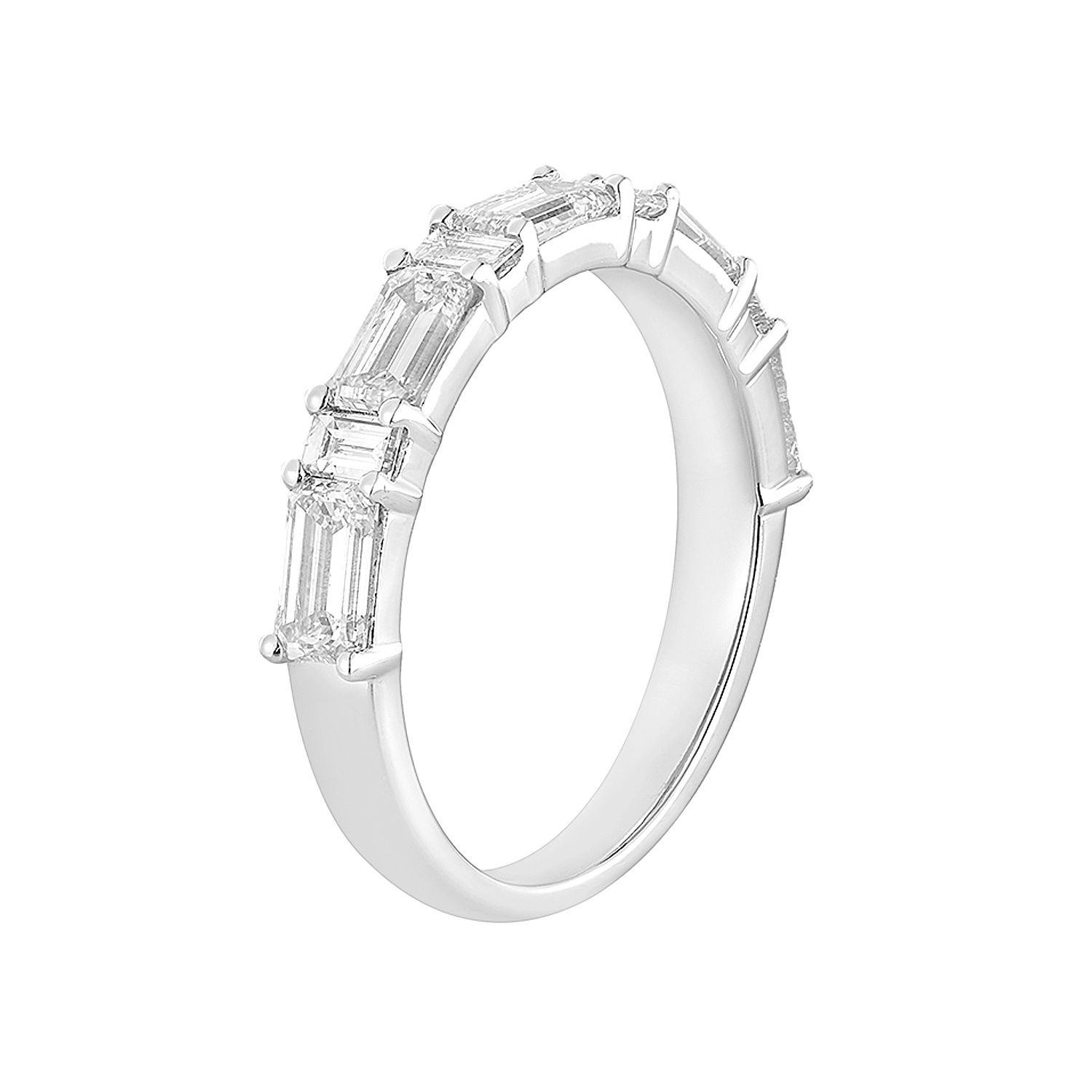 14K White Gold Emerald Cut And Baguette Lab Grown Diamond Wedding Band MZ11927