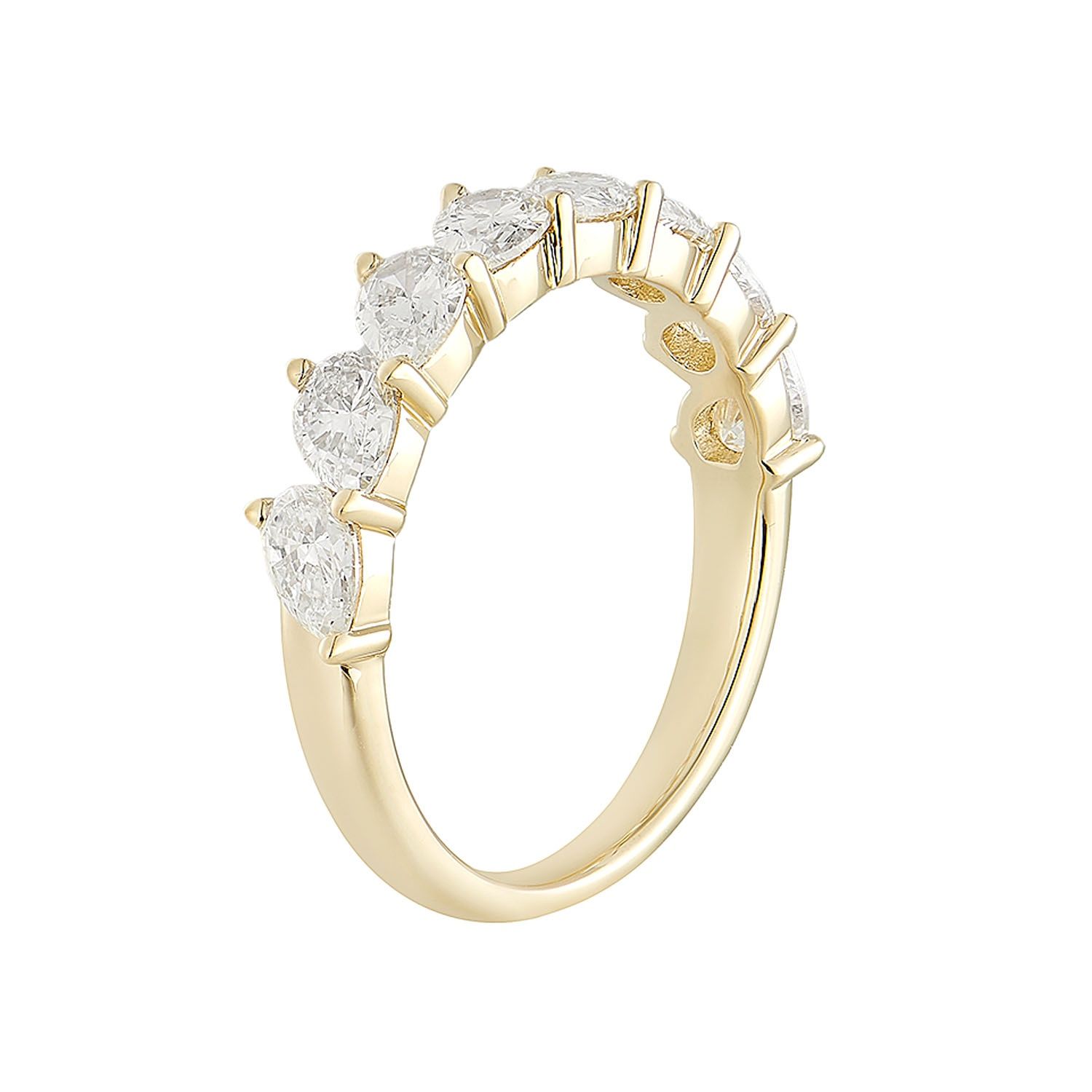 14K White/Yellow Gold Pear Lab Grown Diamond Wedding Band MZ11945, Colour: 14KY-2.82g-1.269ct-LG