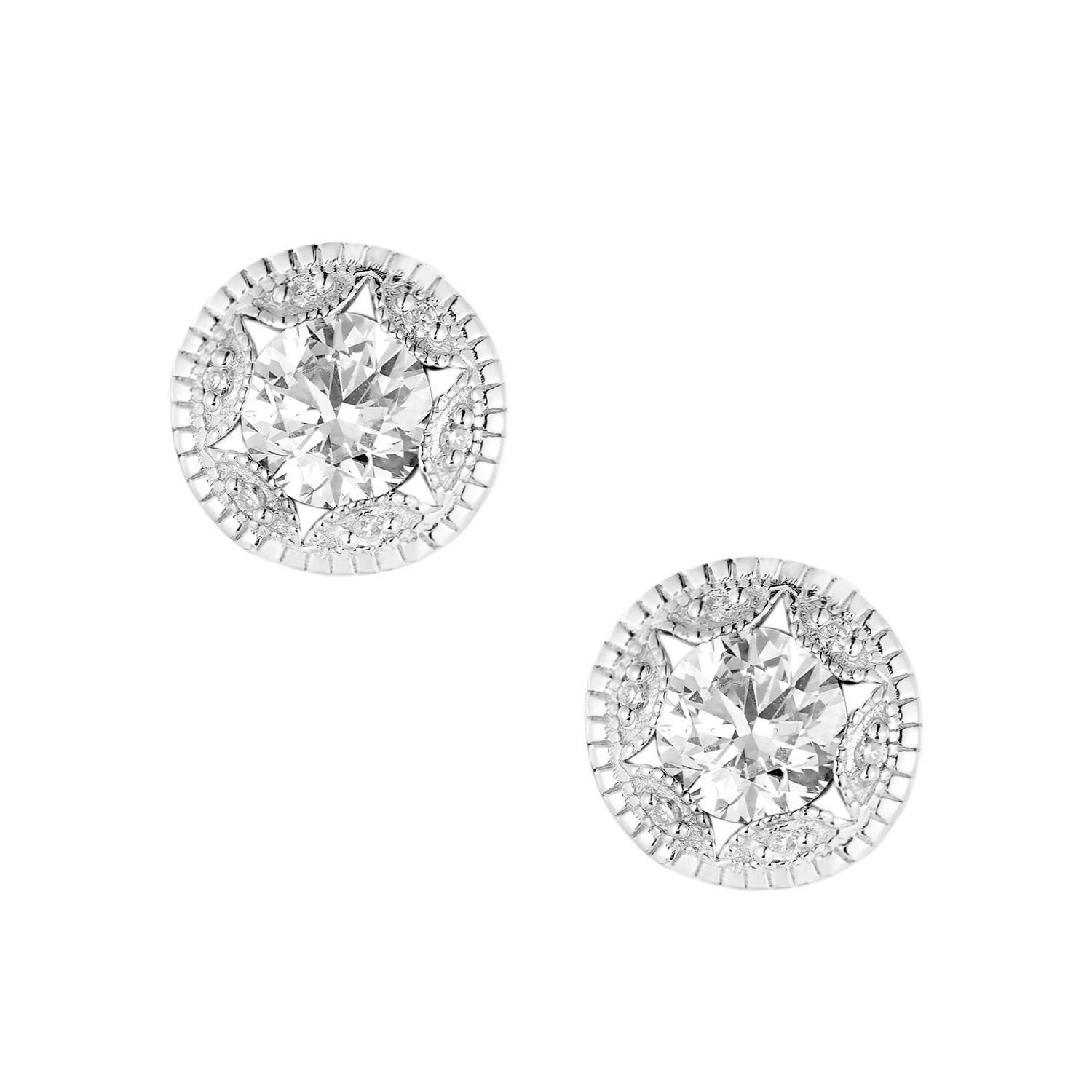 14K White Gold Lab Grown Diamond Stud Earrings MZ10577