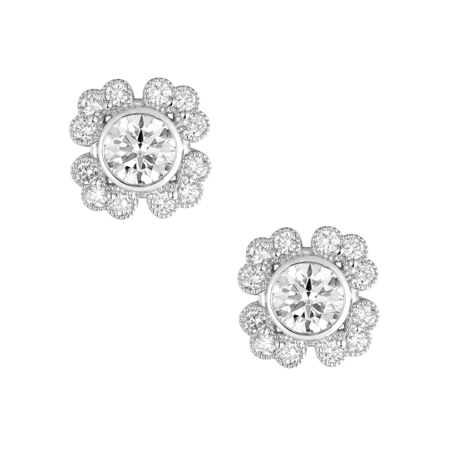 14K White Gold Lab Grown Diamond Stud Earrings MZ10642