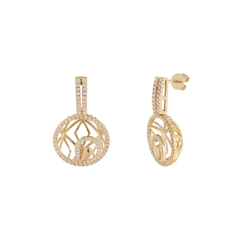 14K Yellow Gold Natural Diamond  Round Earring  MZ10238