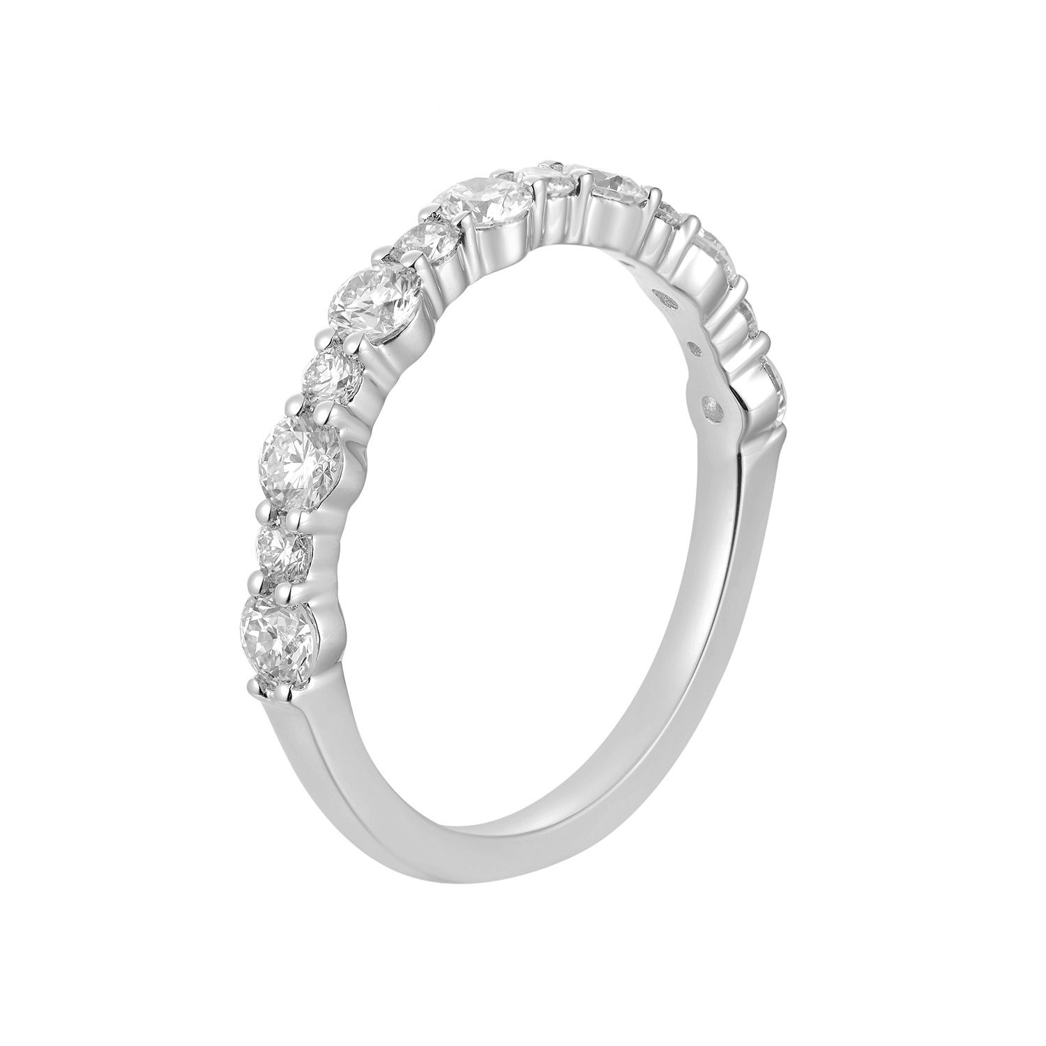 14K White/Yellow Gold Shared Prong Round Natural Diamond  Wedding Band MZ6472 -13p, main stone: 14KWhite-2.76g-0.885ct-ND