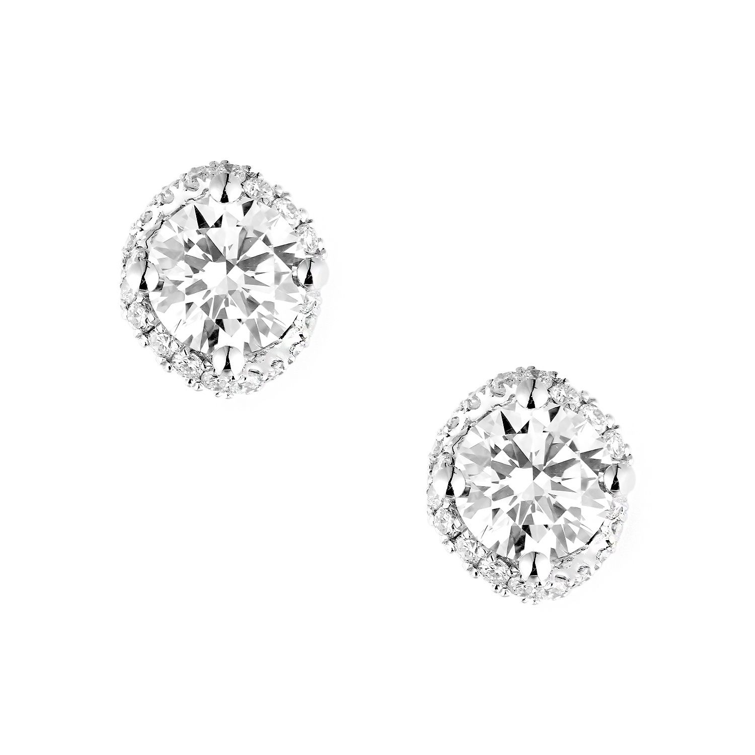 14K White Gold Lab Grown Diamond Stud Earrings MZ9099