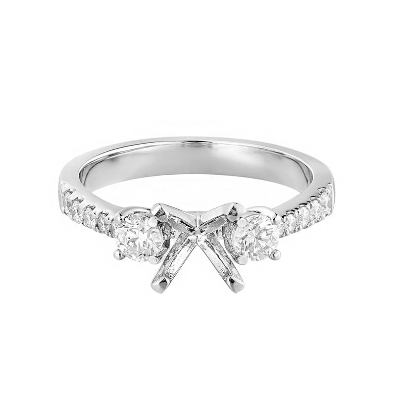 14K White Gold Three Stone Engagement Ring MZ2031-JBK-R23487 Natural Diamond