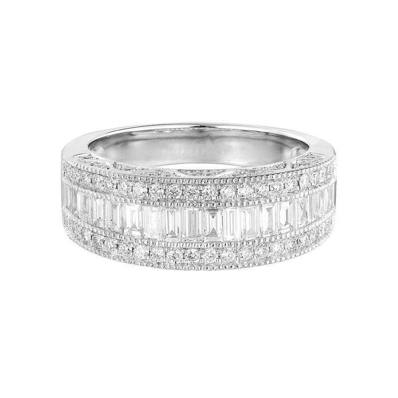 14K White Gold Natural Diamond  Wide Wedding Band MZ11127