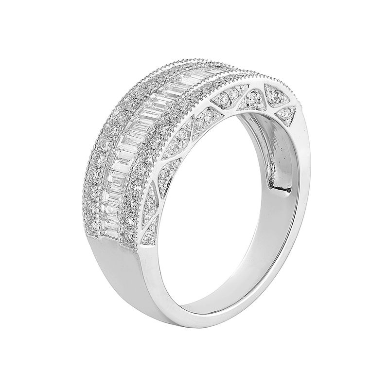 14K White Gold Natural Diamond  Wide Wedding Band MZ11127