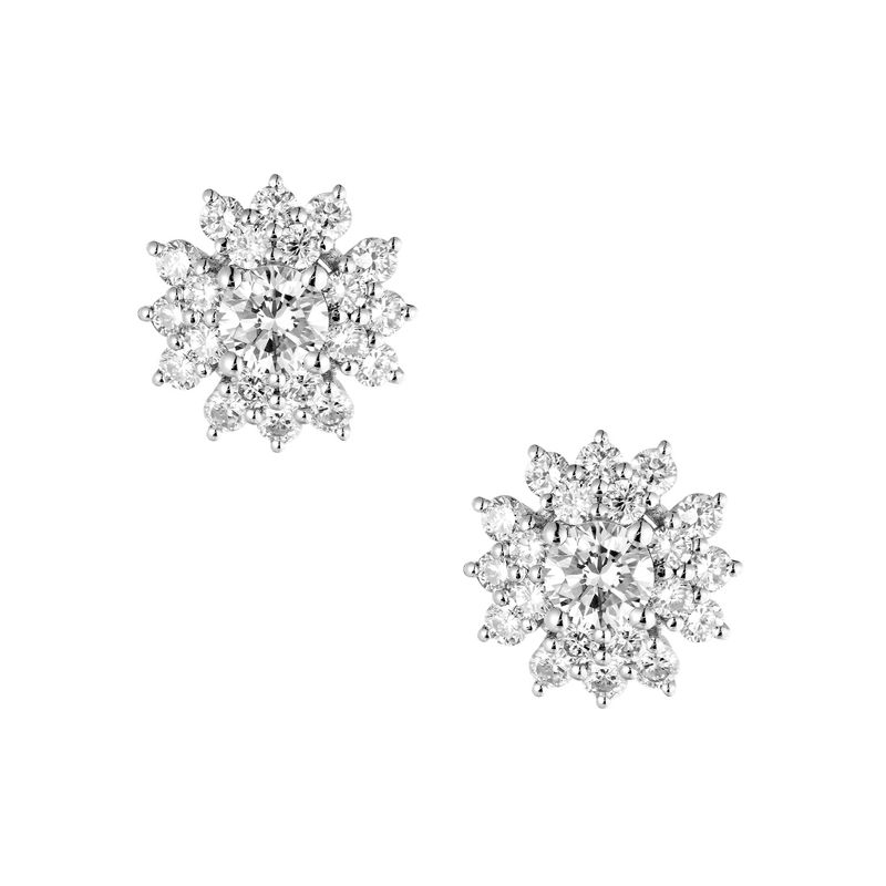 14K White Gold Fancy Lab Grown Diamond Halo Stud Earrings MZ10673