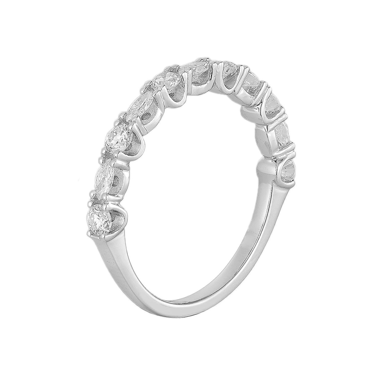 14K White Gold Marquise Natural Diamond  Wedding Band MZ72977, Colour: 14KWhite-1.87g-0.58ct-ND