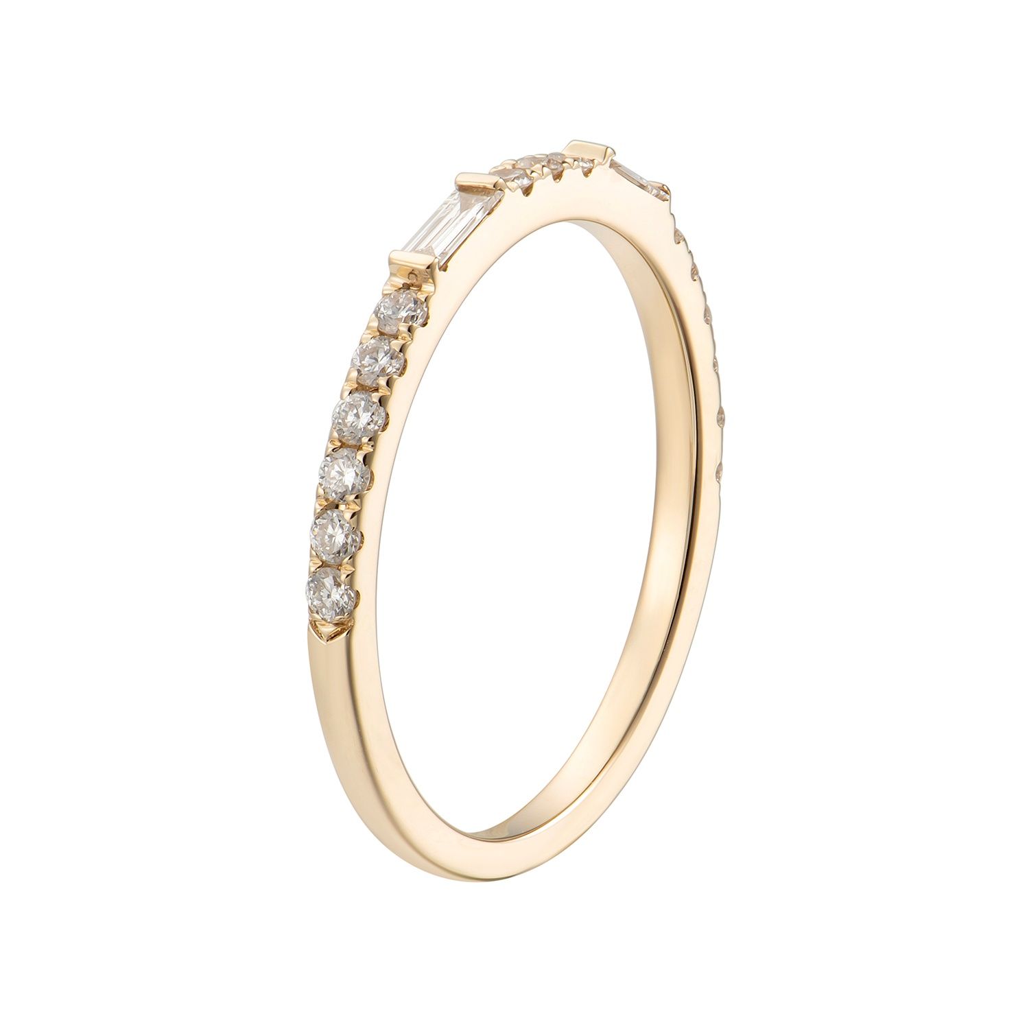 14K Yellow Gold Baguette Natural Diamond  Half Way Band MZ5042, Colour: 14KYellow-1.74g-0.358ct-ND