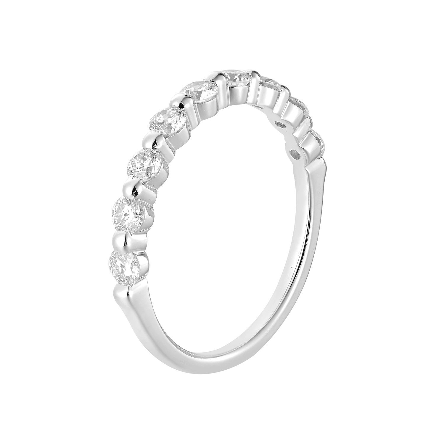 14K White Gold Round Natural Diamond  Wedding Band MZ72273, Colour: 14KWhite-1.66g-0.633ct-ND