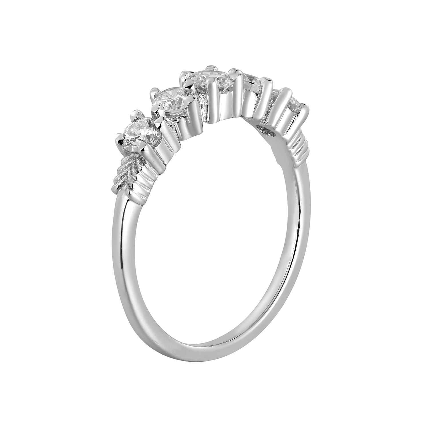 14K White Gold Round Natural Diamond  Wedding Band MZ11470, Colour: 14KWhite-2.34g-0.613ct-ND