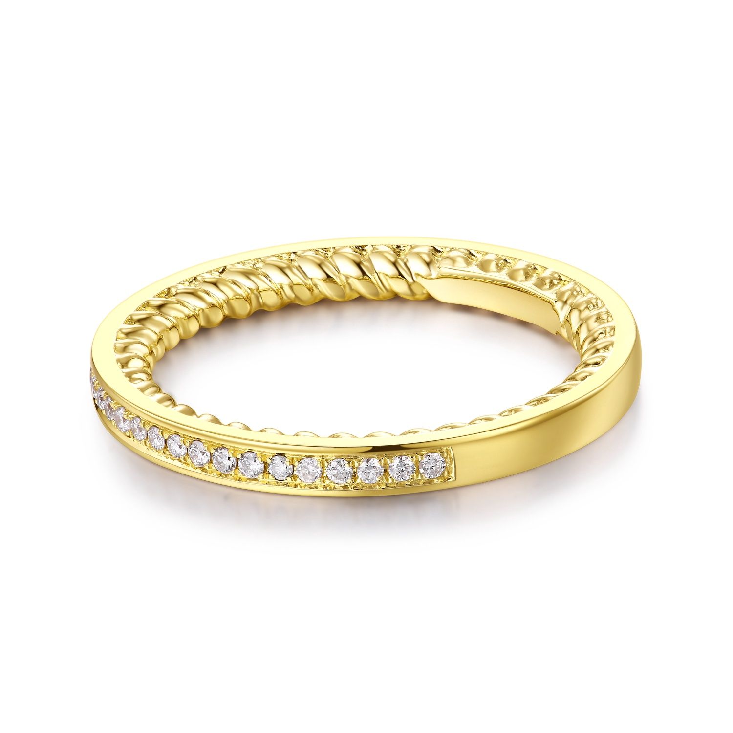 14K Yellow Gold Round Natural Diamond Wedding Band MZ1418-1
