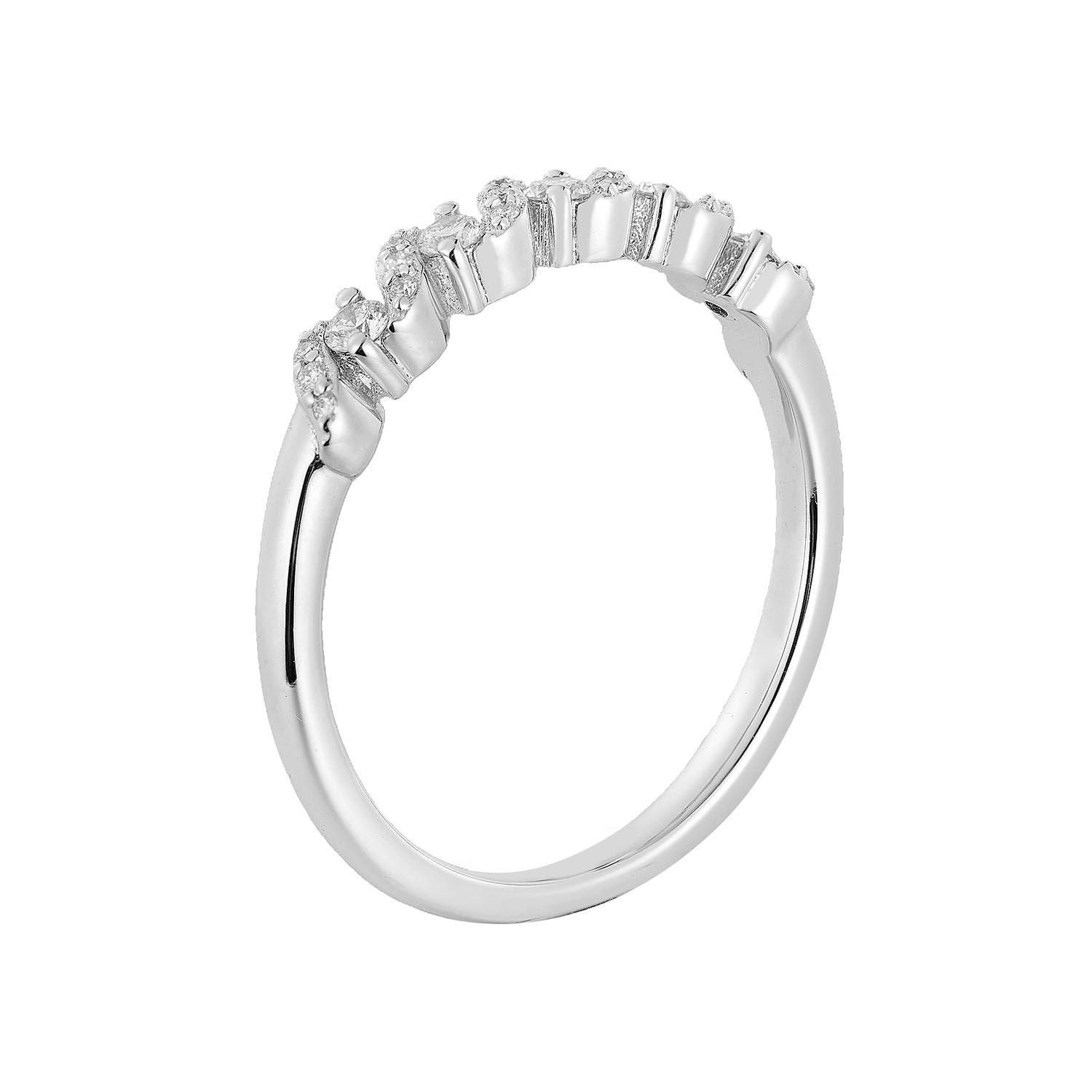 14K White Gold Round Natural Diamond  Wedding Band MZ11423, Colour: 14KWhite-2.16g-0.175ct-ND