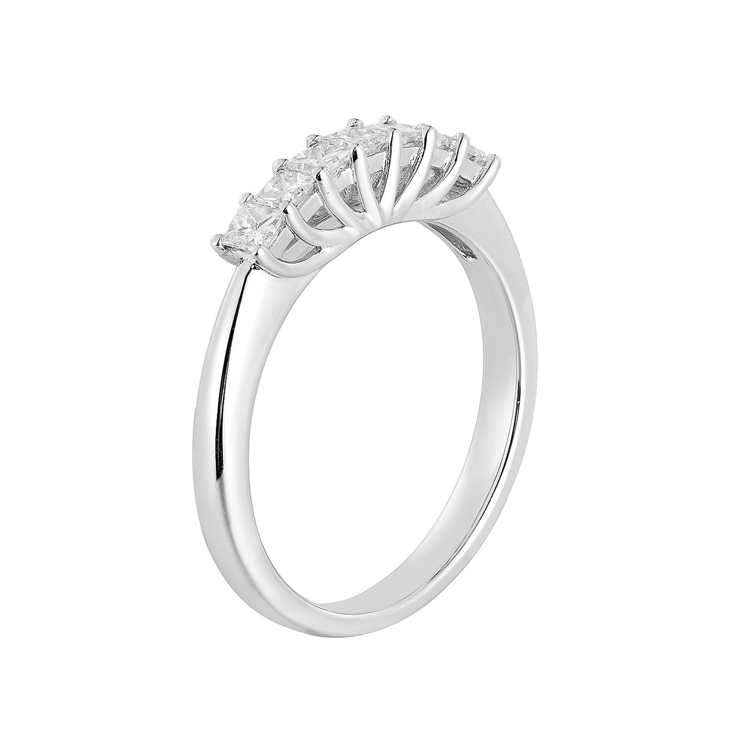 14K White Gold Princess Natural Diamond  Wedding Band MZ11464, Colour: 14KWhite-2.75g-0.476ct-ND