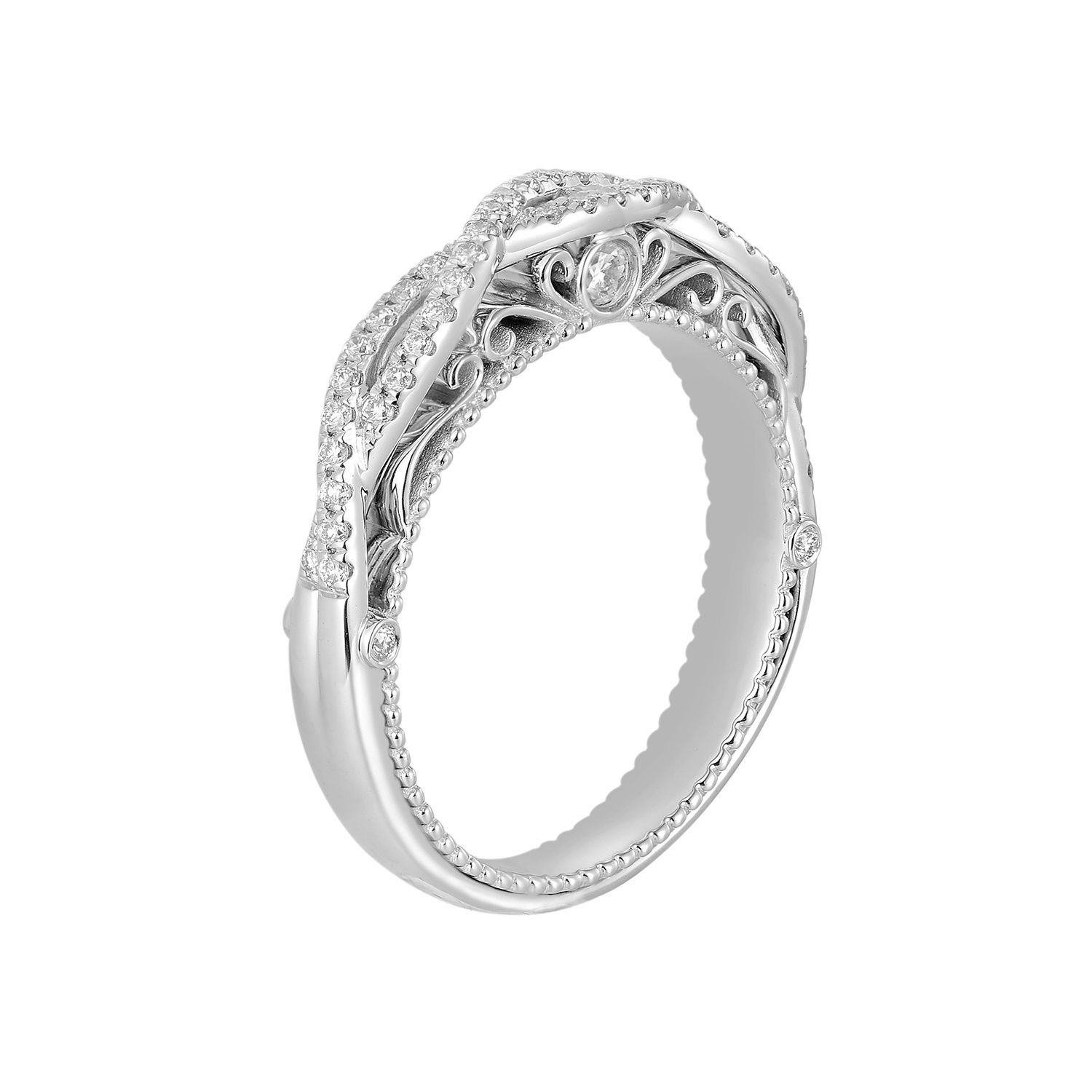 14K White Gold Twisted Natural Diamond  Wedding Band HYD3185-HYDR2219, Colour: 14KWhite-4.12g-0.285ct-ND