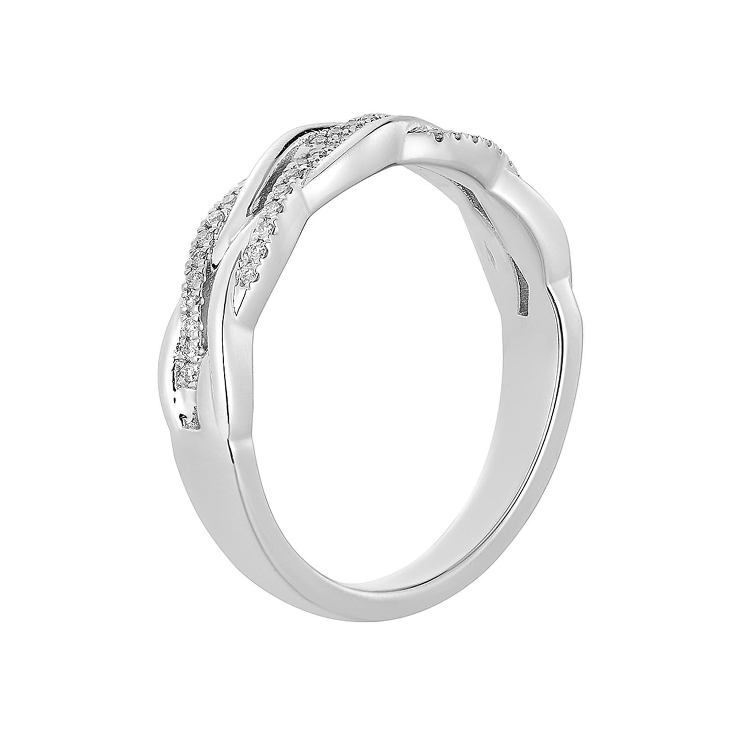 14K White Gold Natural Diamond  Wedding Band MZ6187, Colour: 14KWhite-3.36g-0.102ct-ND