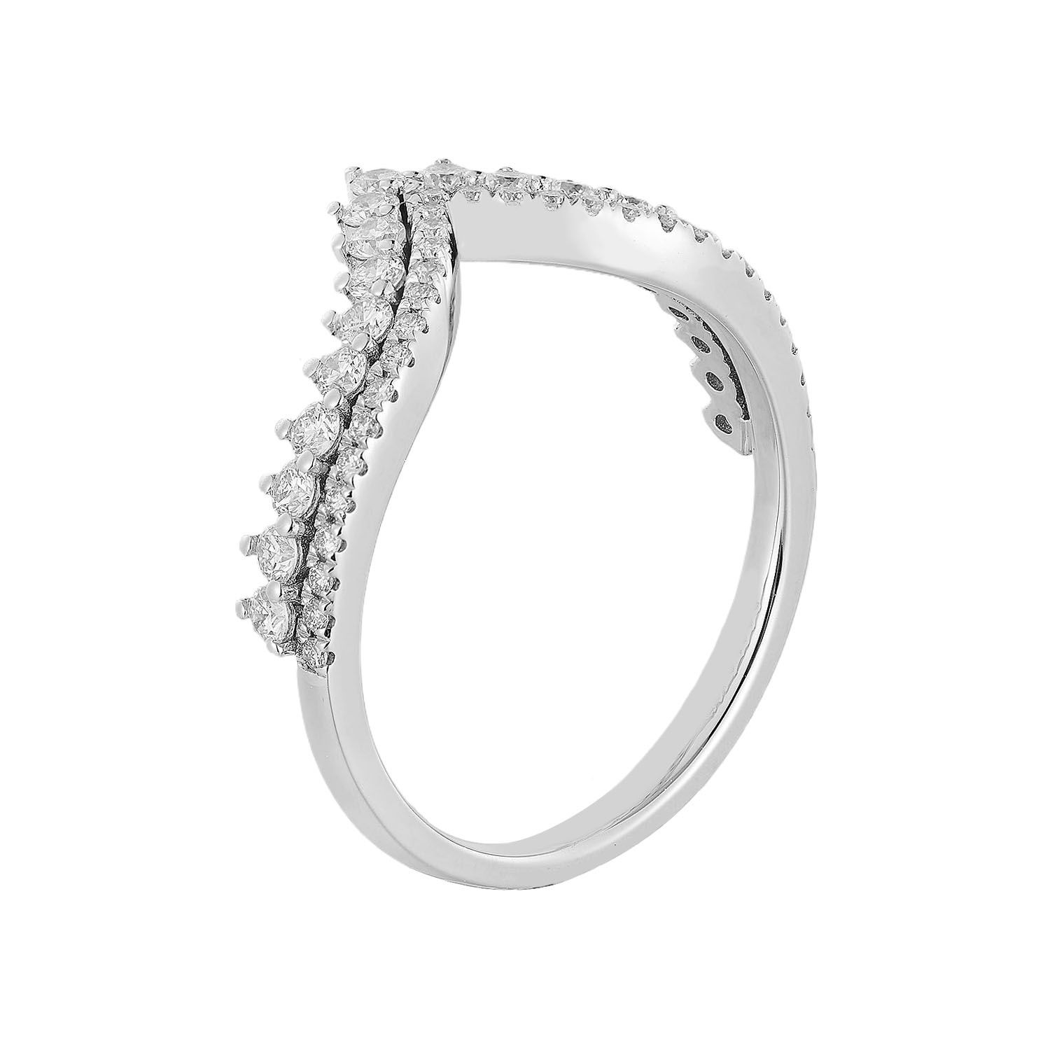 14K White Gold Natural Diamond  Curved Band MZ5014-2