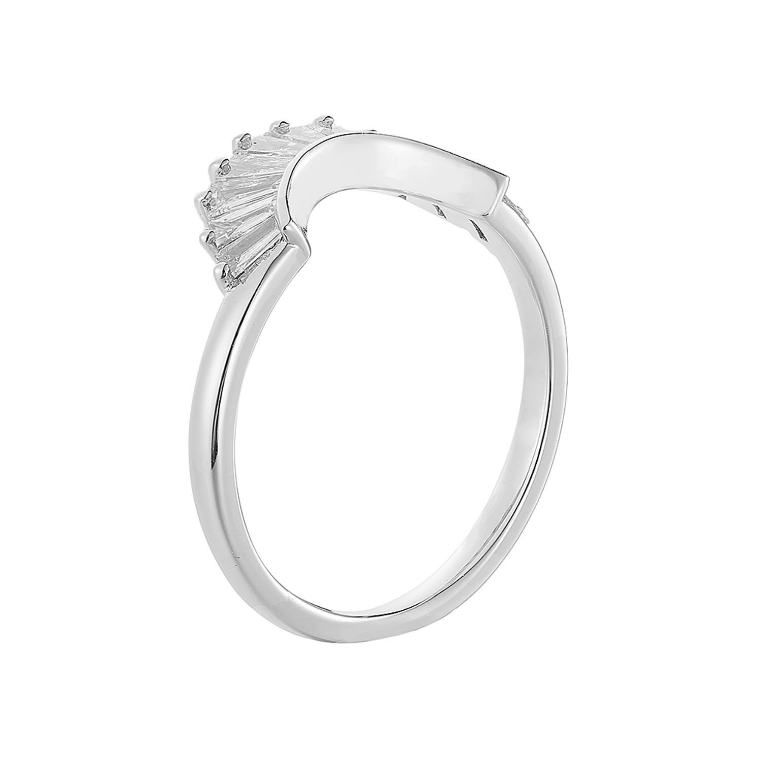 14K White Gold Natural Diamond Trapezoid Curved Band MZ72146, Colour: 14KWhite-2.18g-0.742ct-ND