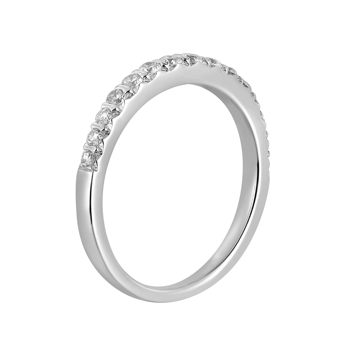 14K White Gold Round Natural Diamond  Wedding Band MZ11476, Colour: 14KWhite-2.31g-0.373ct-ND