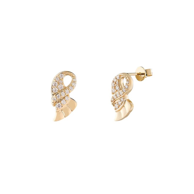 14K Yellow Gold Natural Diamond  Stud Earrings MZ10291
