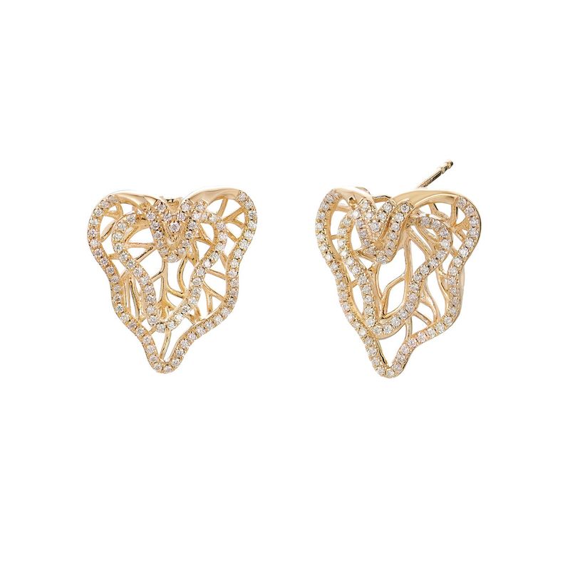 14K Yellow Gold Round Natural Diamond  Stud Earrings MZ10208W Natural Diamond