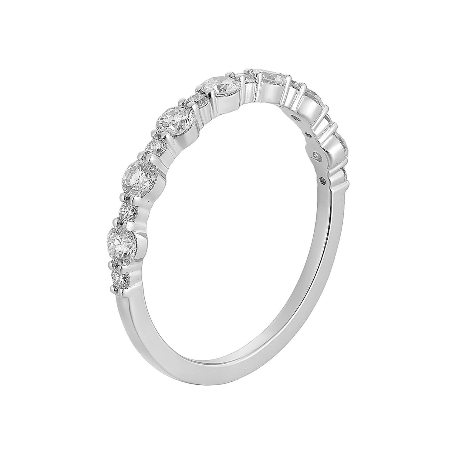 14K White Gold Round Natural Diamond  Wedding Band MZ6472-1, Colour: 14KWhite-1.46g-0.566ct-ND