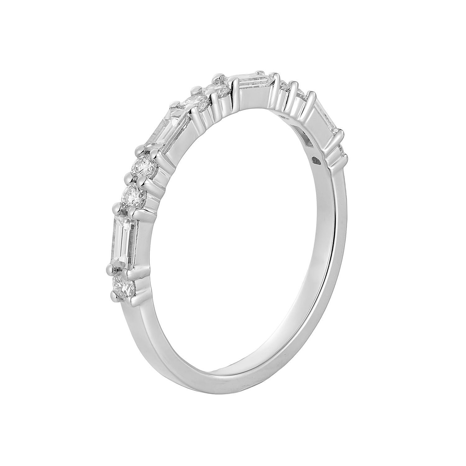 14K White Gold  Natural Diamond Wedding Band MZ1006, Colour: 14KWhite-1.64g-0.485ct-ND