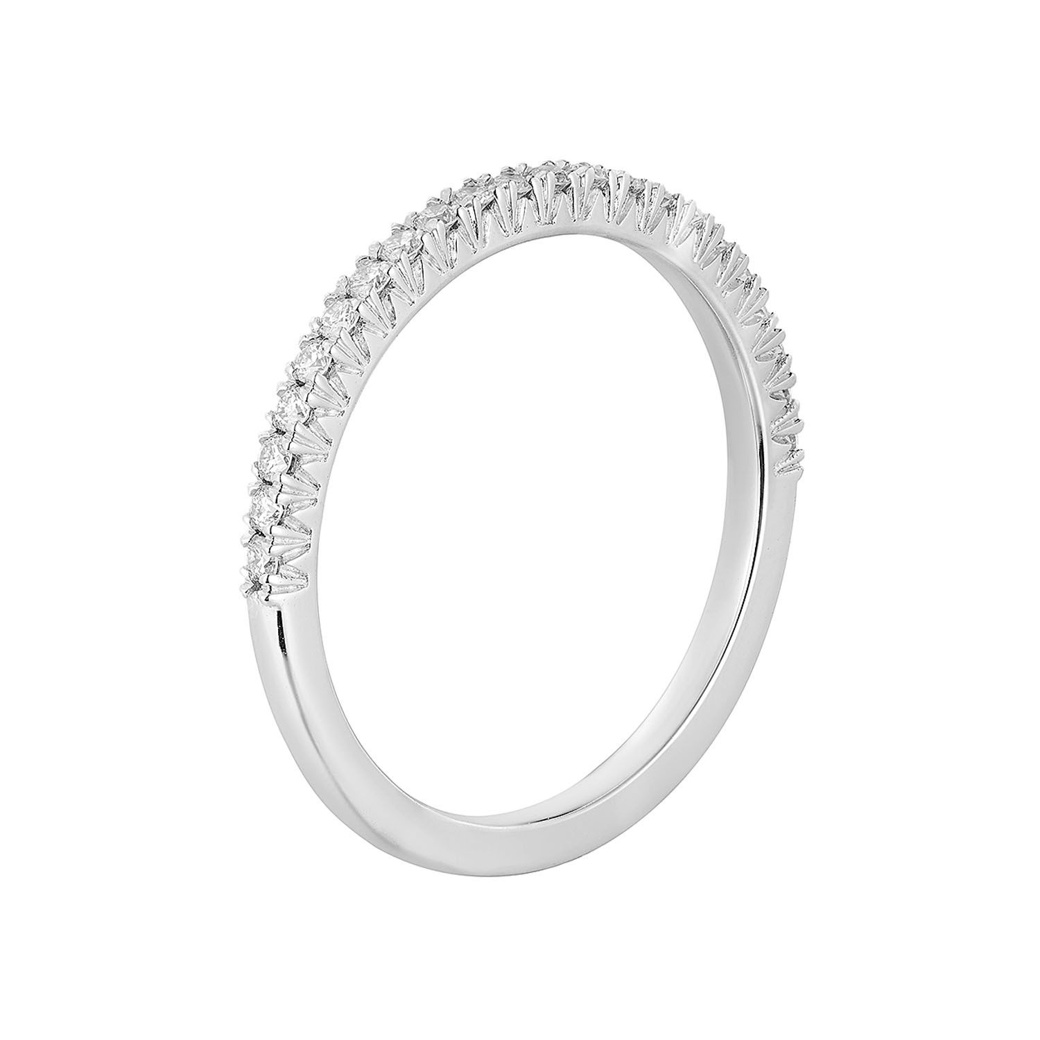14K White Gold Round Natural Diamond  Wedding Band MZ11447, Colour: 14KWhite-1.69g-0.207ct-ND