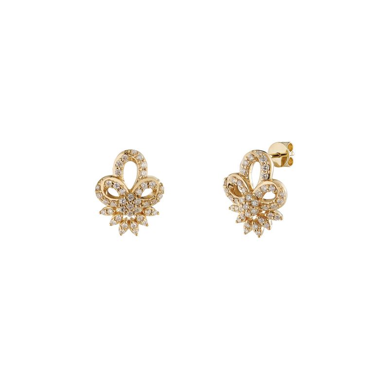 14K Yellow Gold Natural Diamond  Round Stud Earrings MZ10321