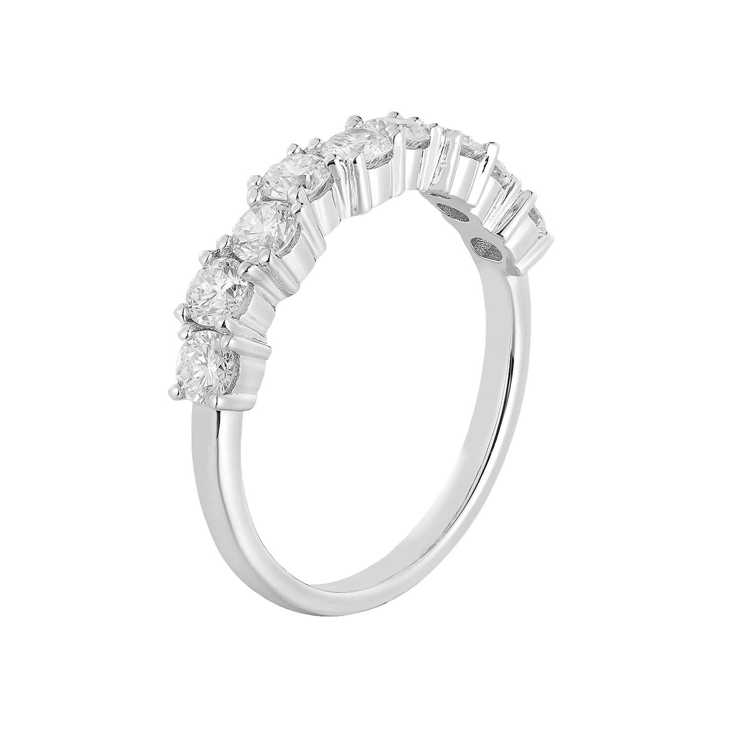 14K White Gold Round Natural Diamond  Wedding Band MZ11419, Colour: 14KWhite-2.56g-0.937ct-ND