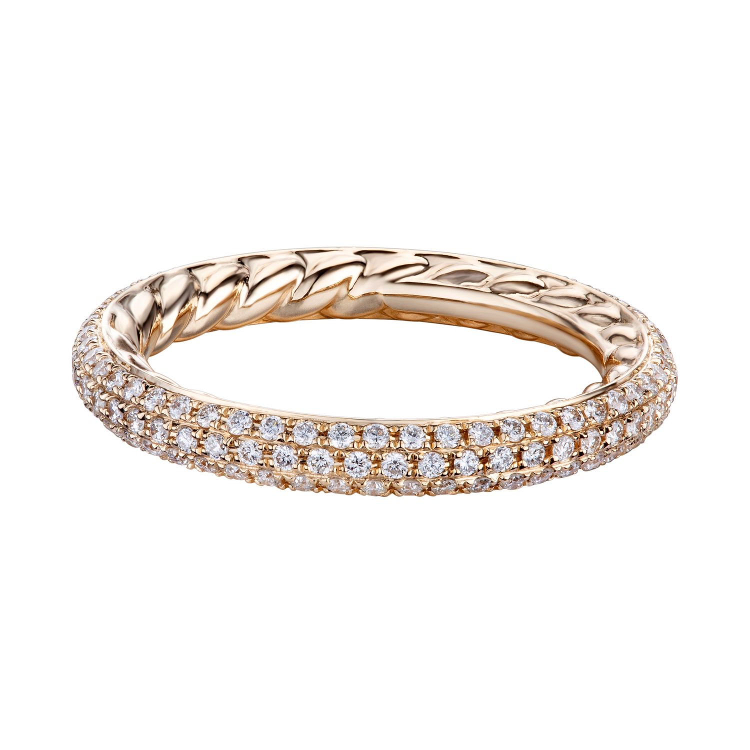 14K Yellow Gold 3 row Natural Diamond  pave setting band MZ1526