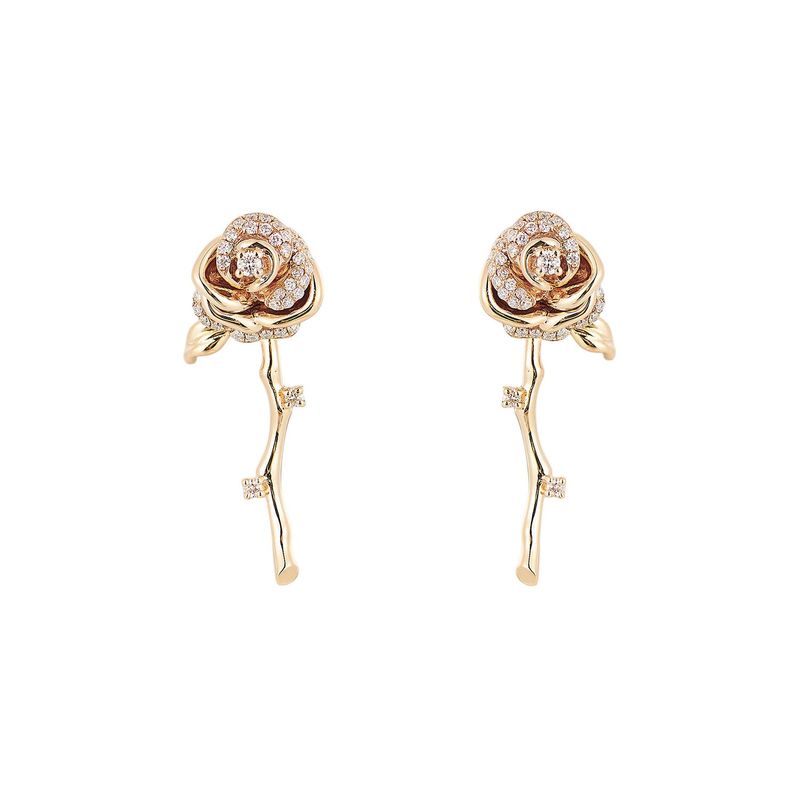 14K Yellow Gold Natural Diamond  Stud Earrings MZ10017W