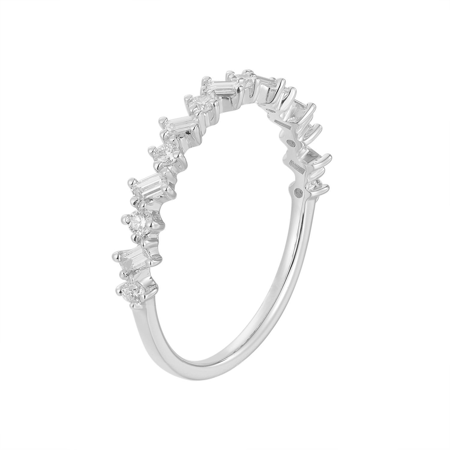 14K Yellow Gold Baguette Round Natural Diamond  Wedding Band MZ1622, Colour: 14KWhite