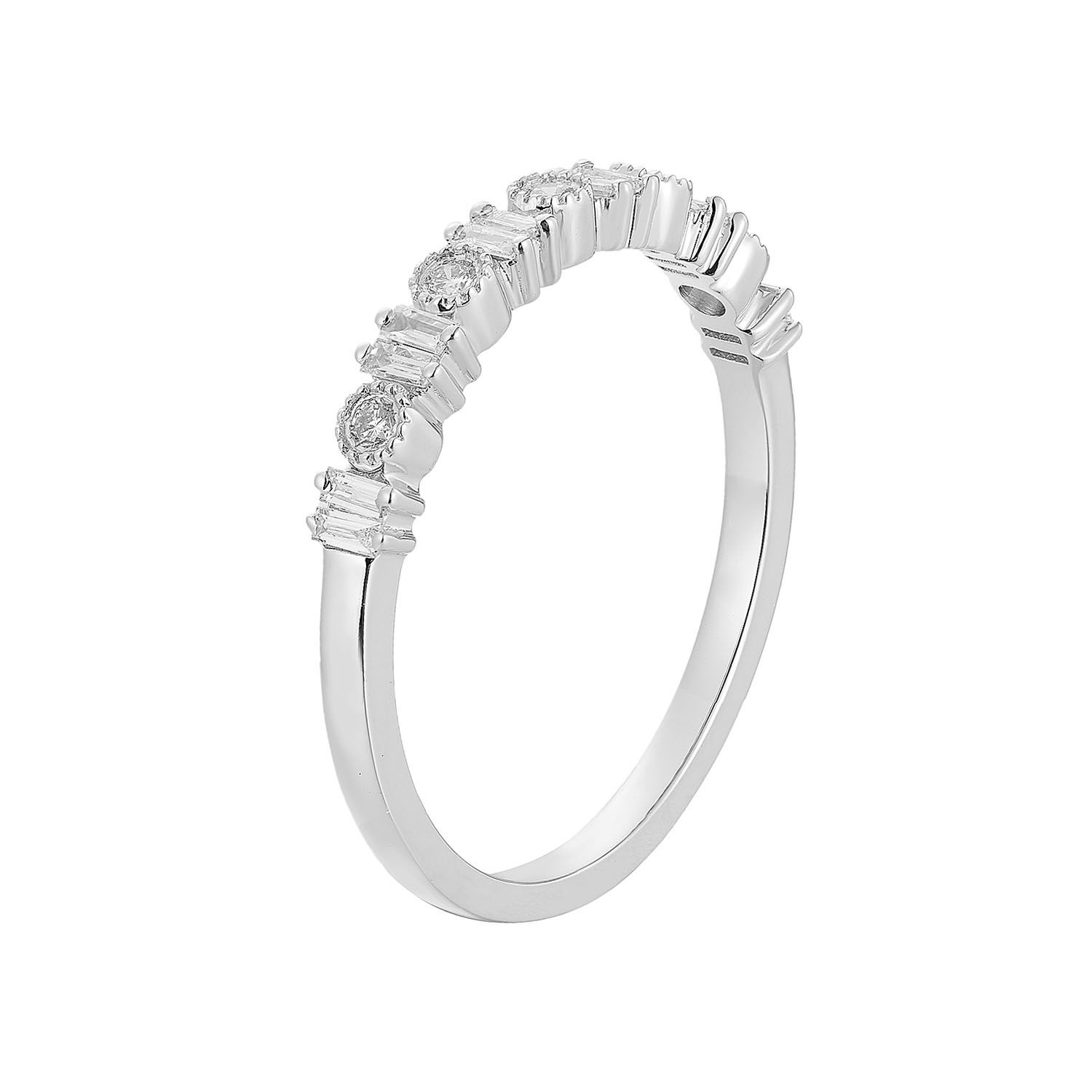 14K White/Yellow/Rose Gold Natural Diamond  Anniversary Band MZ5241, Colour: 14KWhite-1.88g-0.218ct-ND