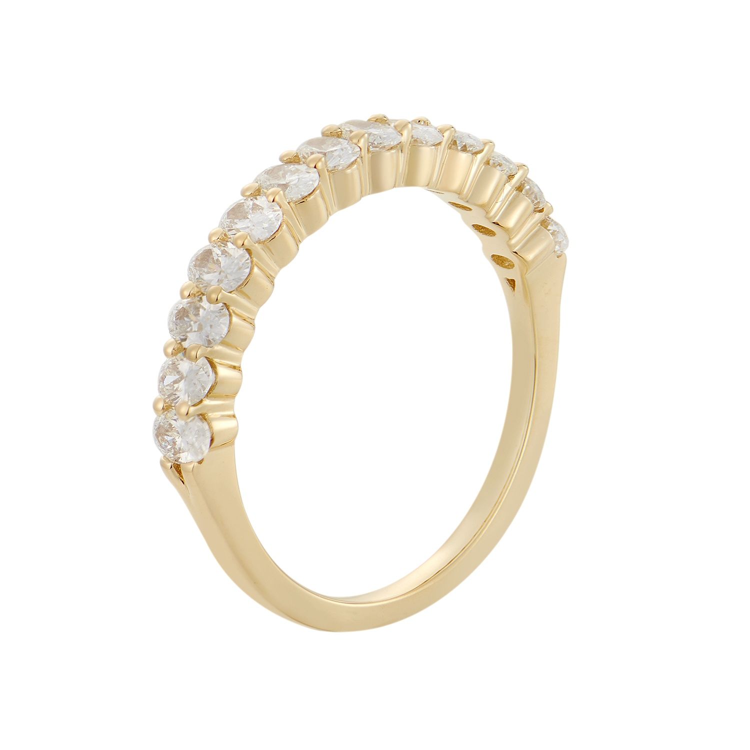 14K White Gold Oval Natural Diamond  Wedding Band MZ71274, Colour: 14KYellow-2.1g-0.69ct-ND