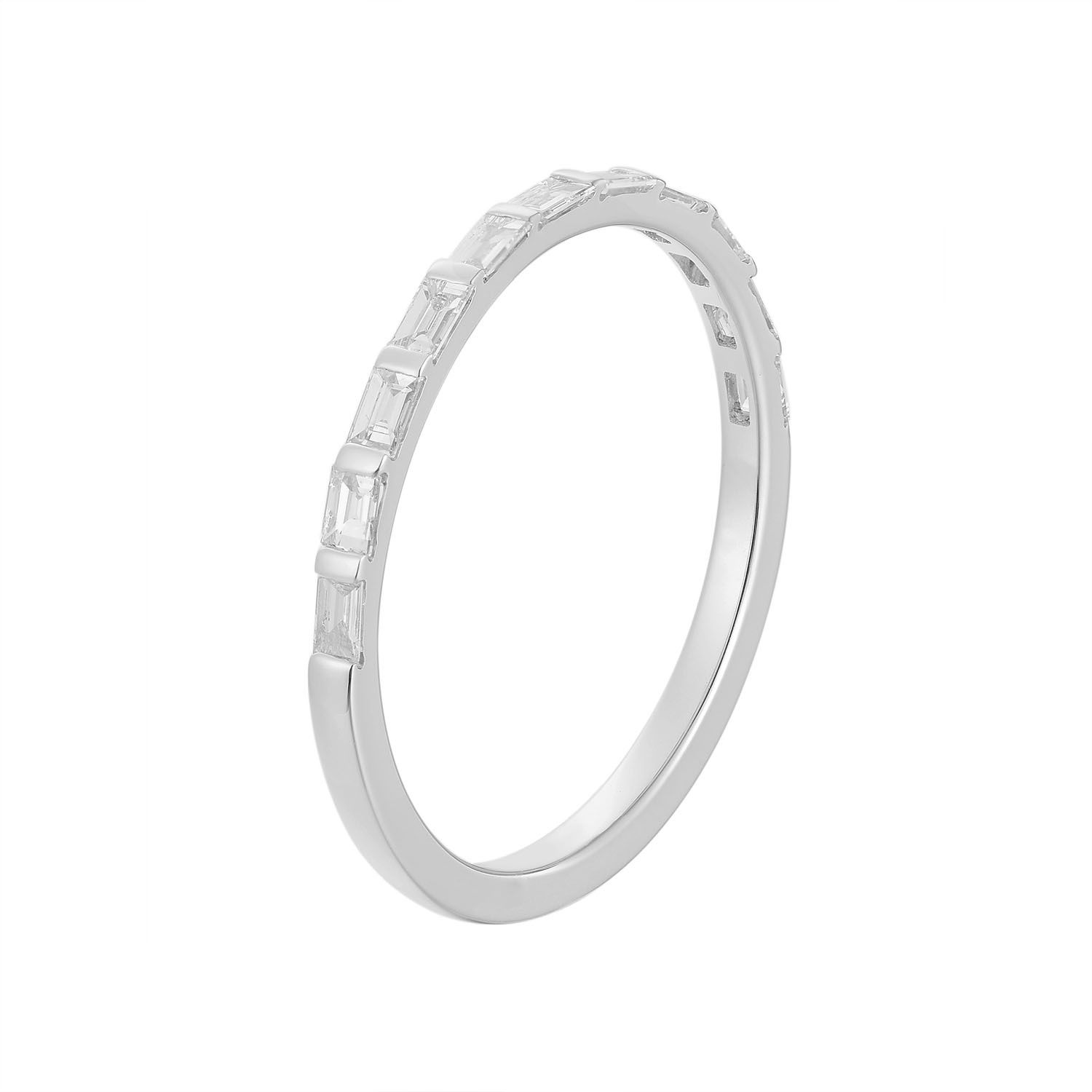 14K White/Rose Gold Baguette Natural Diamond  Wedding Band MZ1614 -11p, Colour: 14KWhite