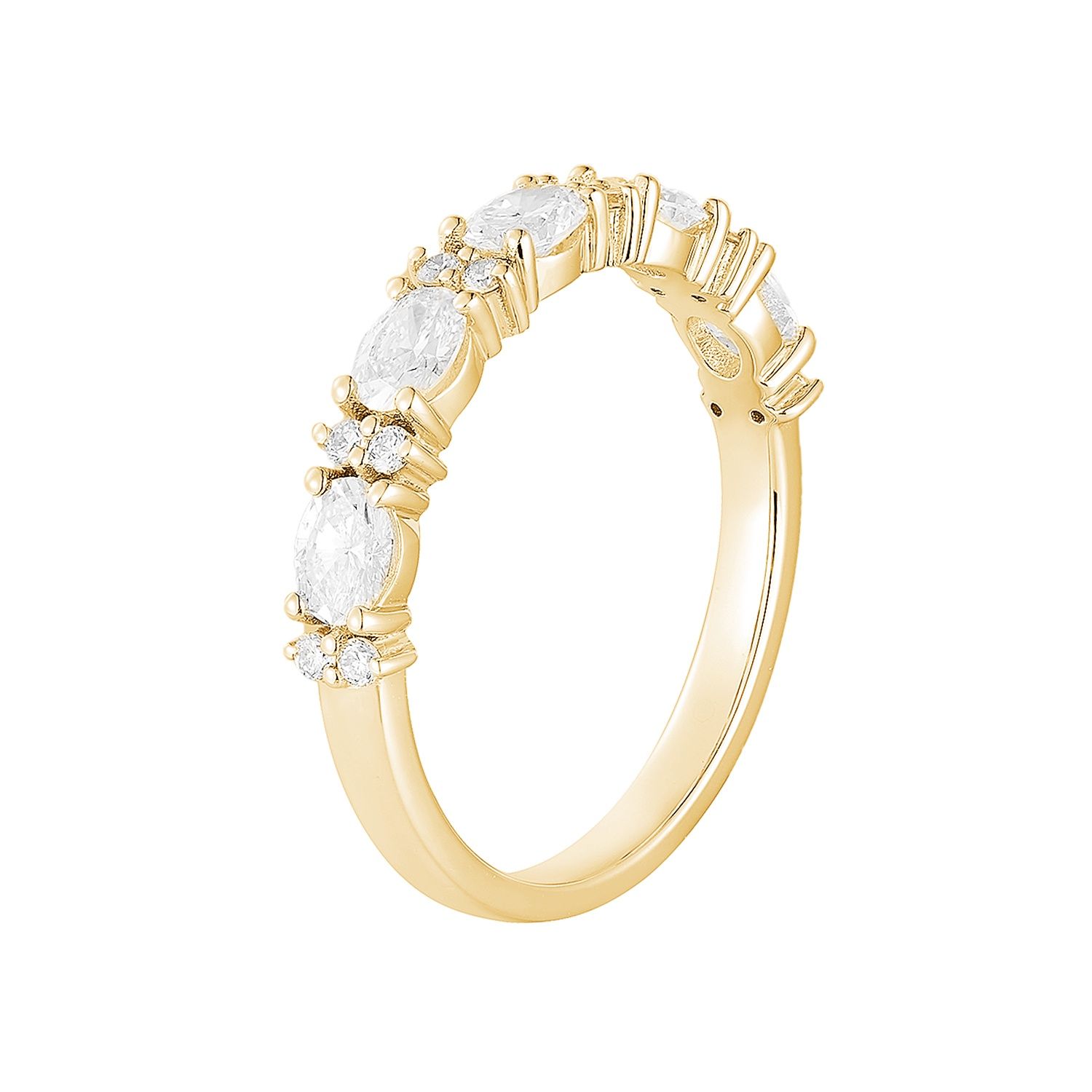 14K White/Yellow Gold Oval Lab Grown Diamond Wedding Band MG-33, Colour: 14KYellow-2.29g-0.873ct-LG