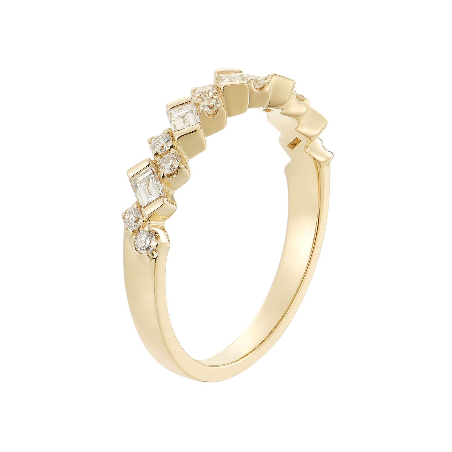 14K Yellow Gold Trapezoidal Round Natural Diamond  Wedding Band MZ7198, Colour: 14KYellow