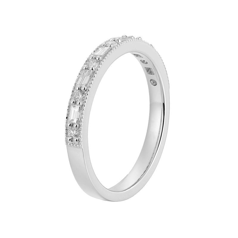 14K White/Rose Gold Natural Diamond  Baguette Band MZ5155