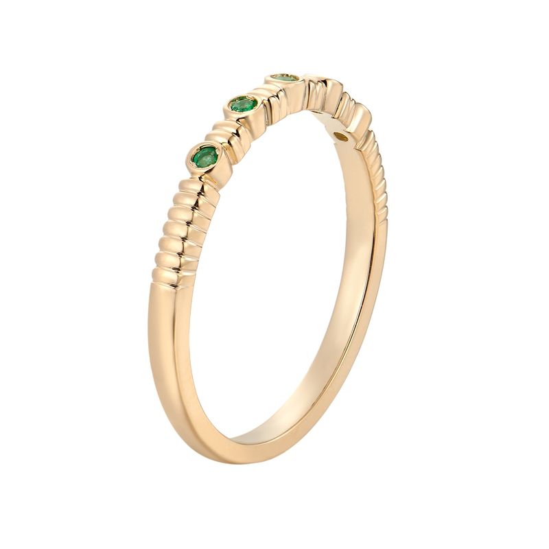 14K White/Yellow Gold Natural  Round Color Gem Wedding Band MZ5237