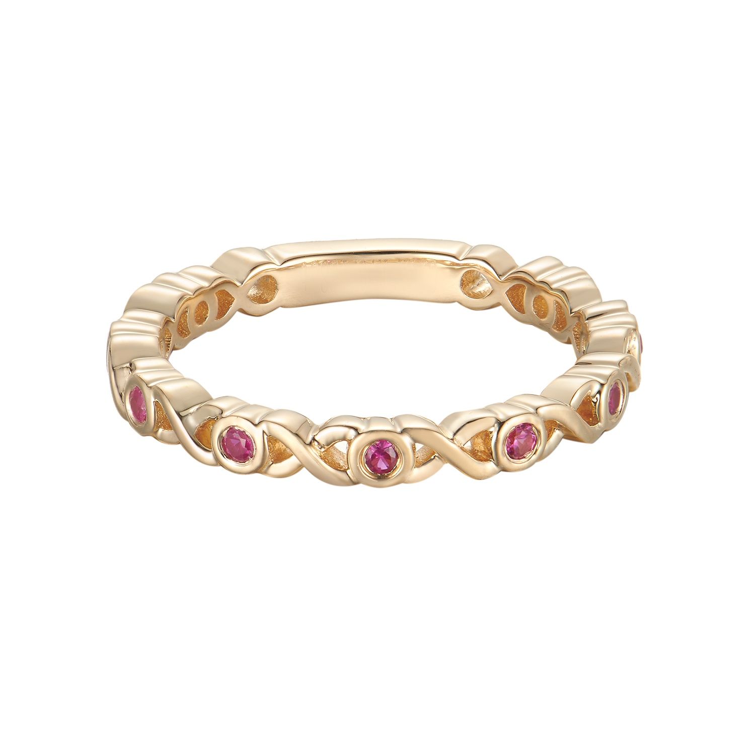 14K Yellow Gold Natural Round Ruby Wedding Band MZ1302, main stone: 14KY-Ruby