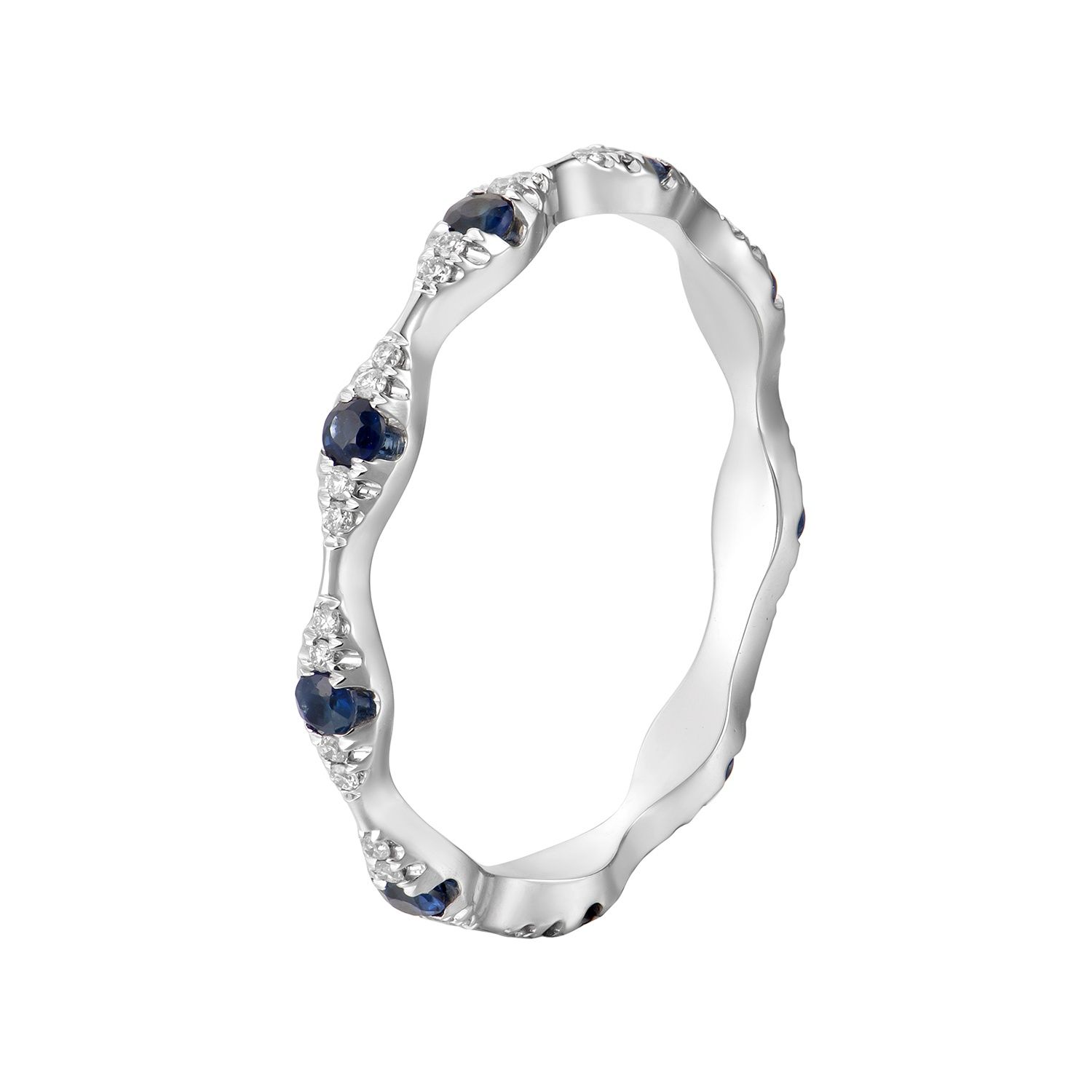 14K White/Yellow Gold Natural Diamond Color Gem Wedding Band MZ7255, main stone: 14KW-1.44g-0.373ct-Sapphire