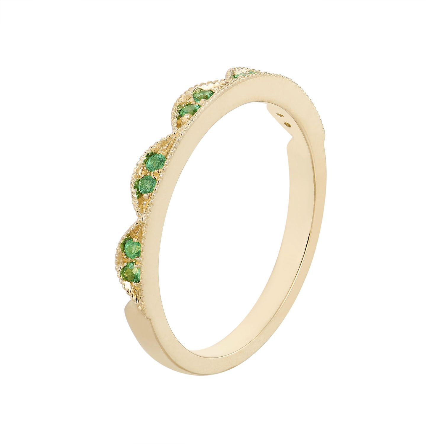 14K Yellow Gold Natural Gem  Anniversary Band MZ6056, main stone: 14KY-2.09g-0.09ct-Emerald