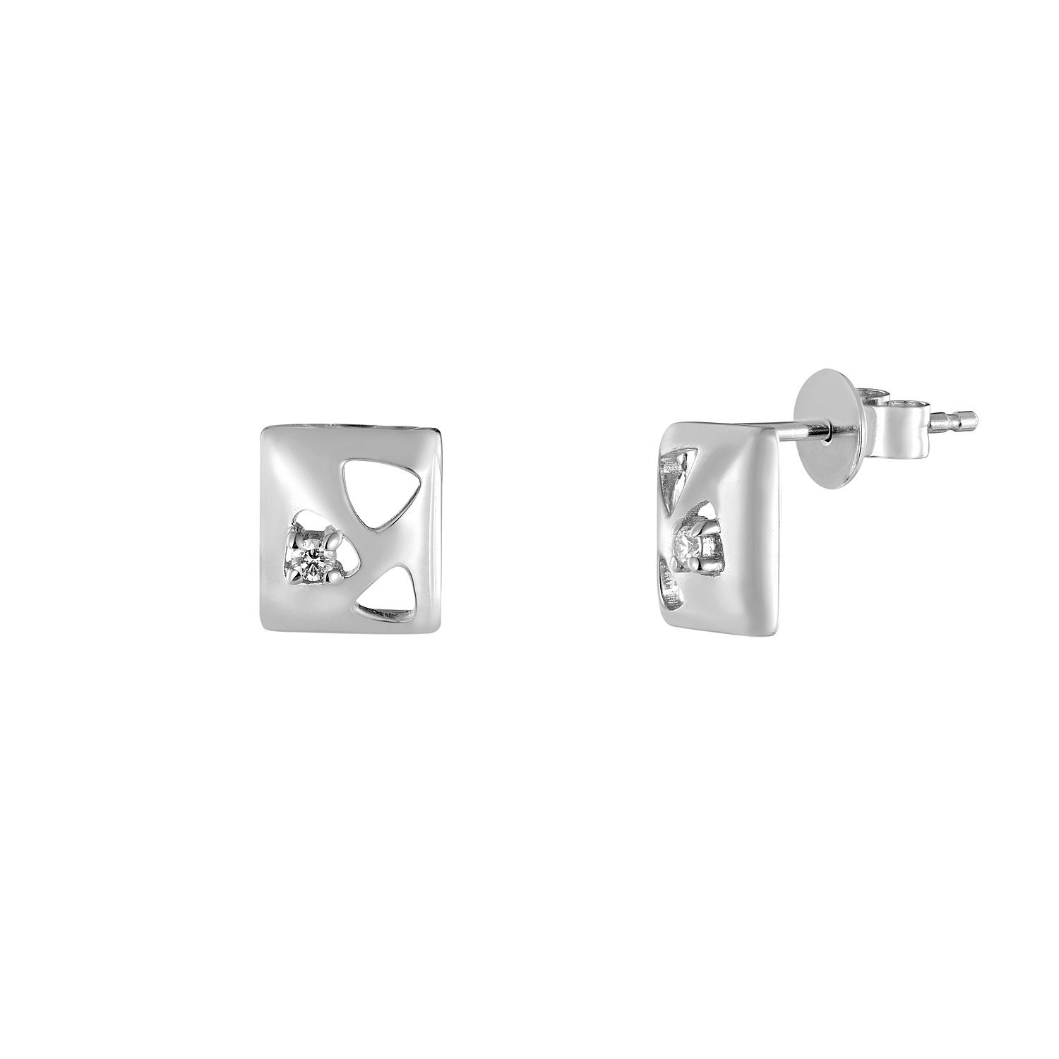 14K Yellow Gold Round Natural Diamond  Stud Earrings MZ10289, Colour: 14KWhite