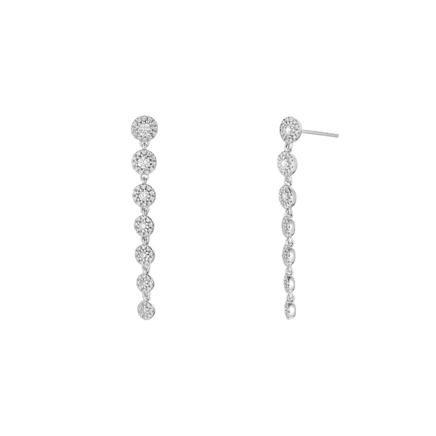 14K White Gold Natural Diamond  Round Stud Earrings MZ71536