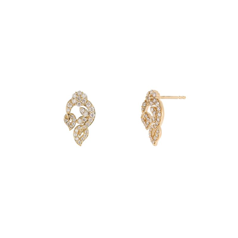 14K White/Yellow Gold Natural Diamond  Stud Earrings MZ10329