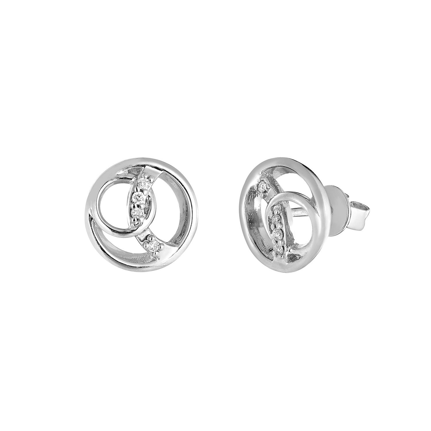 14K Yellow Gold Round Natural Diamond  Stud Earrings MZ10269, Colour: 14KWhite